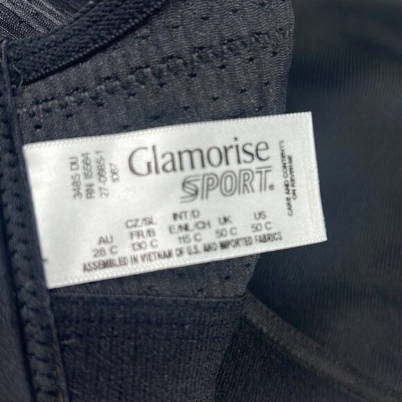 Glamorise Elite Performance Cami Sport Bra Black 50C No-Bounce Camisole Elite - Picture 9 of 10